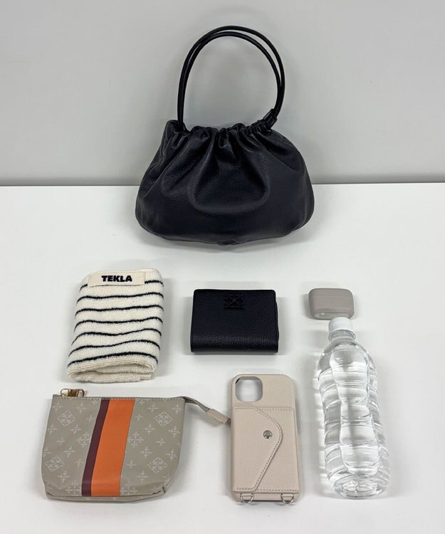 russet レザー巾着4WAYショルダーバッグ(CE-1454) Black