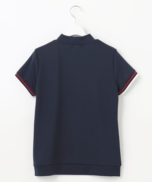 23区GOLF 【WOMEN】【吸水速乾・UVケア】袖ライン モックネックシャツ ネイビー系