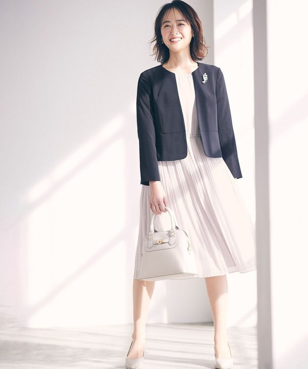 ANY SIS 【洗える】フェミニンプリーツ ワンピース ライトグレー