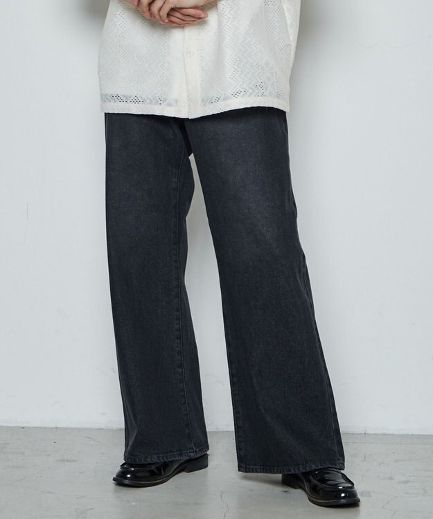 WEGO ルーズフィットフレアパンツ ブラック