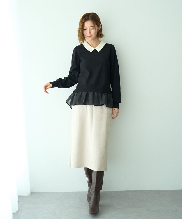 YECCA VECCA ハイウエストフェイクスエードスカート Light Beige