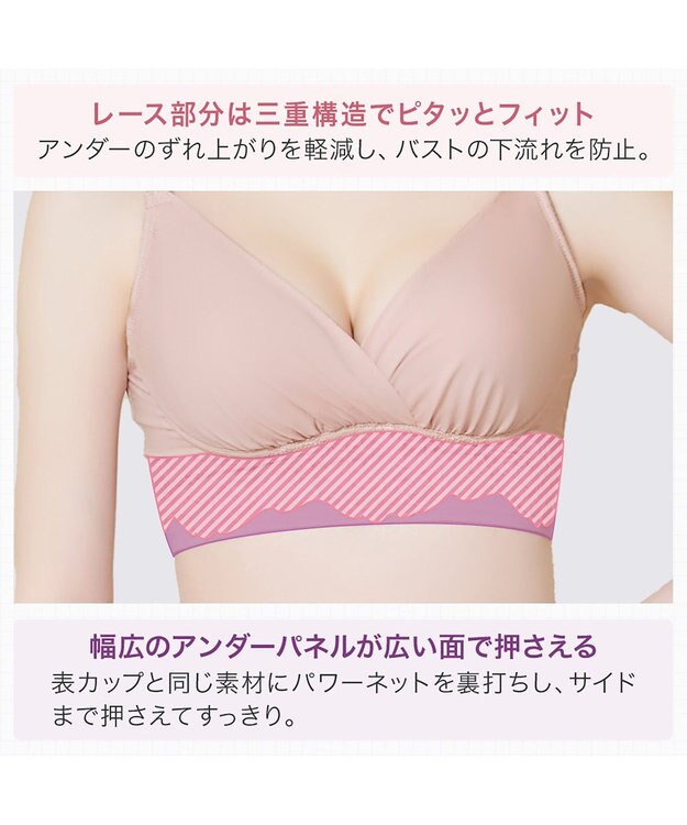 BRADELIS New York 【BRADELIS NewYork peace】ハイブリッドハートカップブラ23 締め付け感の少ないノンワイヤー補整ブラ 補正 ピンクベージュ