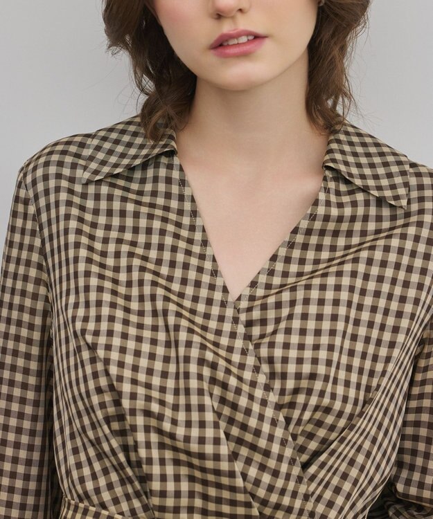 GRACE CONTINENTAL カシュクールバルーンワンピース ブラウン