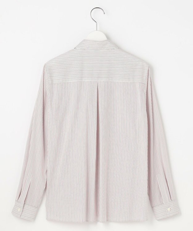 J.PRESS LADIES BEZ ドビーストライプ シャツカラー ブラウス ホワイト×ピンク×スレート系