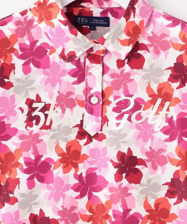 23区GOLF 【WOMEN】【UVカット】草花柄プリントポロシャツ ワイン系5