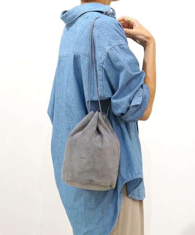 FOLNA RD ベロア巾着ショルダー グレー