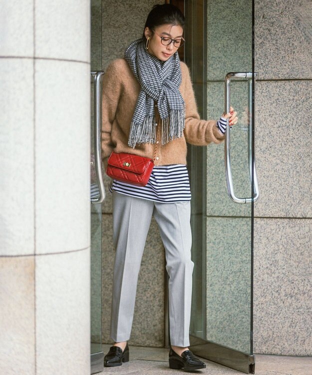 23区 キルティングチェーン ショルダー バッグ レッド系