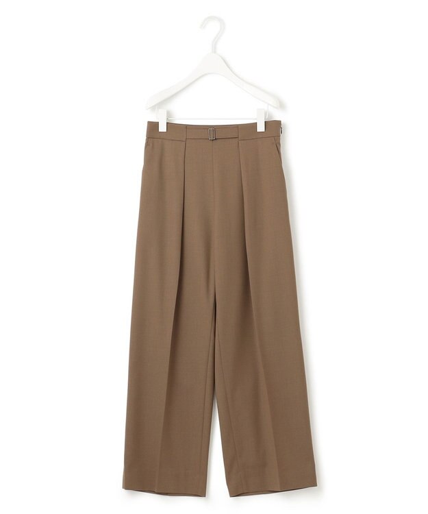 ICB L 【UVケア・洗える】ウール2WAYストレッチ ワイドストレートパンツ モカ系