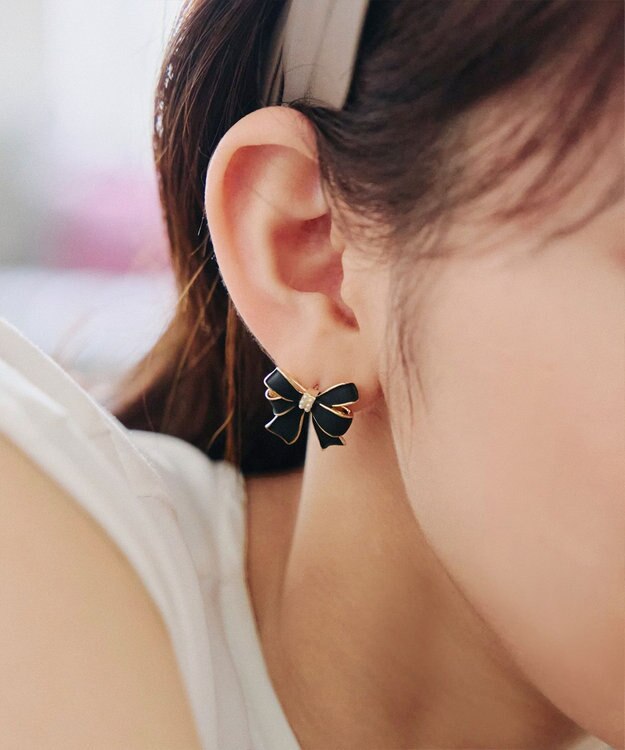 Tiaclasse   【金属アレルギー対応】リボンモチーフピアス ブラック
