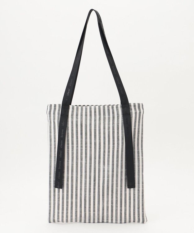 ICB 【A4サイズ収納可】ロゴハンドルトートバッグ モノトーン系ストライプ