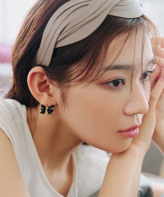 Tiaclasse   【金属アレルギー対応】リボンモチーフピアス ブラック