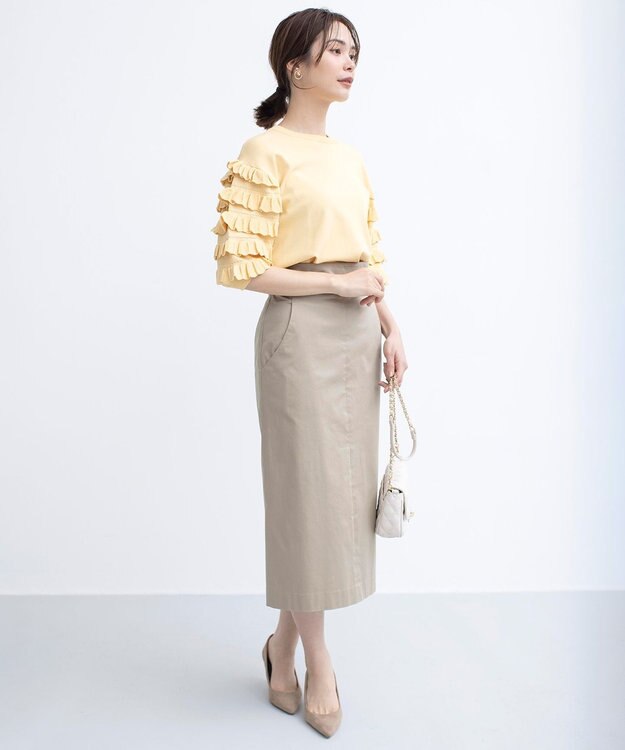 組曲 S 【WEB限定カラーあり】MINA 袖フリルニットプルオーバー イエロー系9