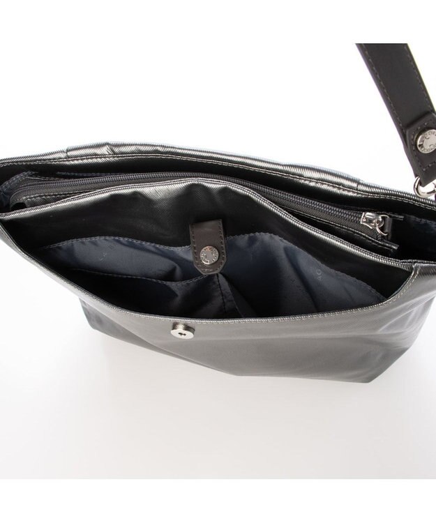 LA BAGAGERIE コーティングキャンバス 2WAYショルダーバッグ ガンメタリック