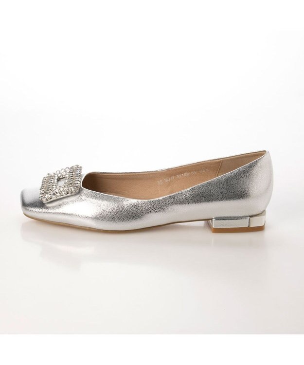 MODE ET JACOMO <MODE ET JACOMO>ビジューモチーフフラットパンプス シルバー