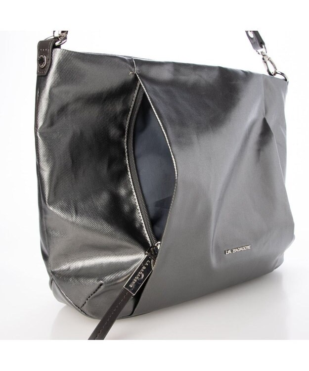LA BAGAGERIE コーティングキャンバス 2WAYショルダーバッグ ガンメタリック