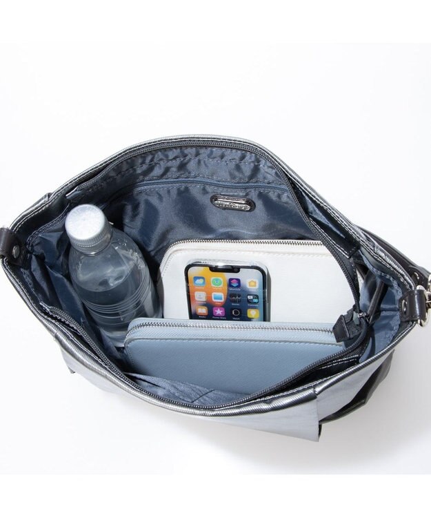 LA BAGAGERIE コーティングキャンバス 2WAYショルダーバッグ ガンメタリック