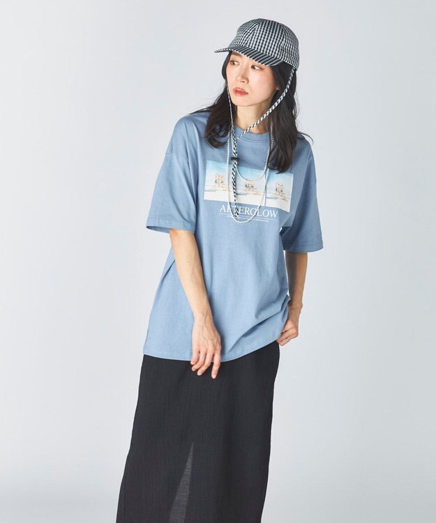 OP／FILA 【Ocean Pacific】フォトプリントTシャツ ブルー