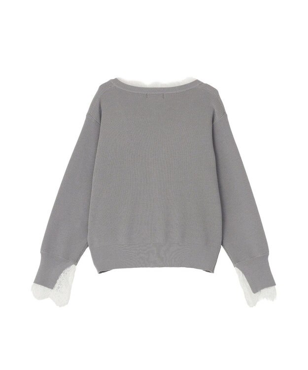 earth music&ecology レーストリムカーディガン Gray