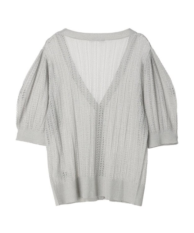 Green Parks すかし柄コンパクトシアーカーディガン Gray