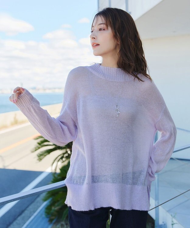 Tiaclasse 【洗える】シアープルオーバーニット ラベンダー