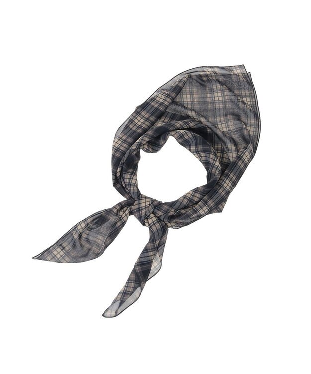 earth music&ecology チェックスカーフ Black