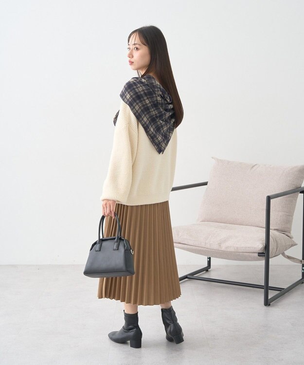 earth music&ecology チェックスカーフ Black