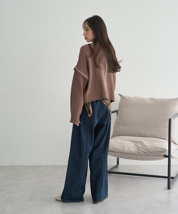 earth music&ecology チェックスカーフ Brown