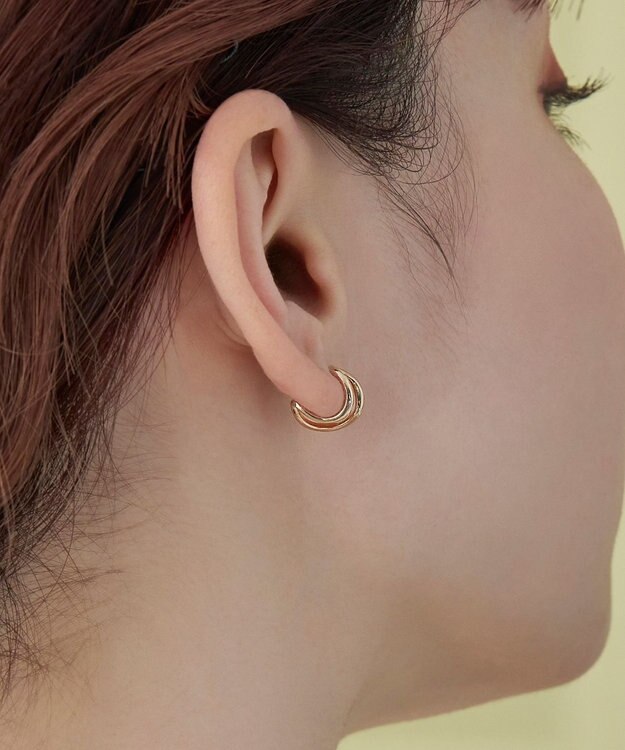 Phoebe 【金属アレルギー対応】【痛くないシリーズ】ダブルフープライトフィットイヤリング ローズゴールド ローズゴールド