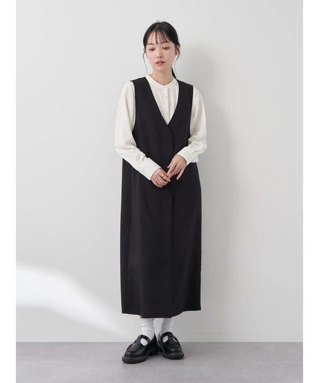 earth music&ecology フロントジップジャンスカ Black