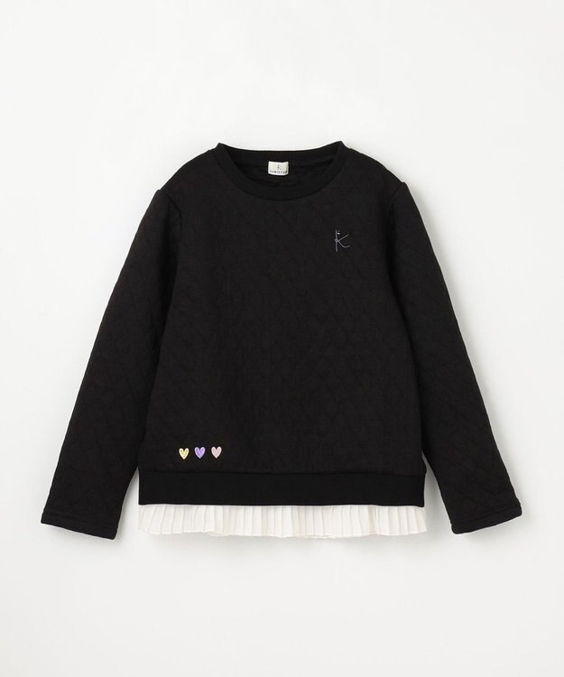 組曲 KIDS 【150-160㎝】ハートキルトジャガード トレーナー ブラック系