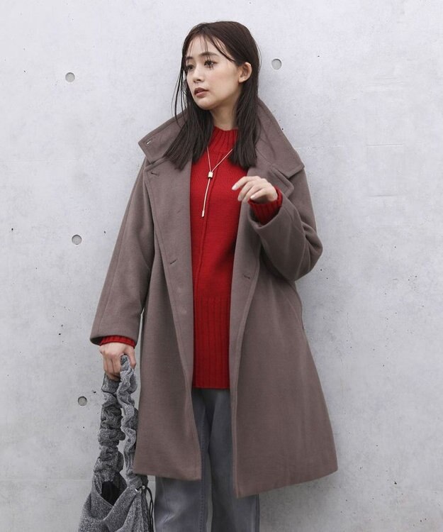 Green Parks 洗えるモックネックニットプルオーバー Red