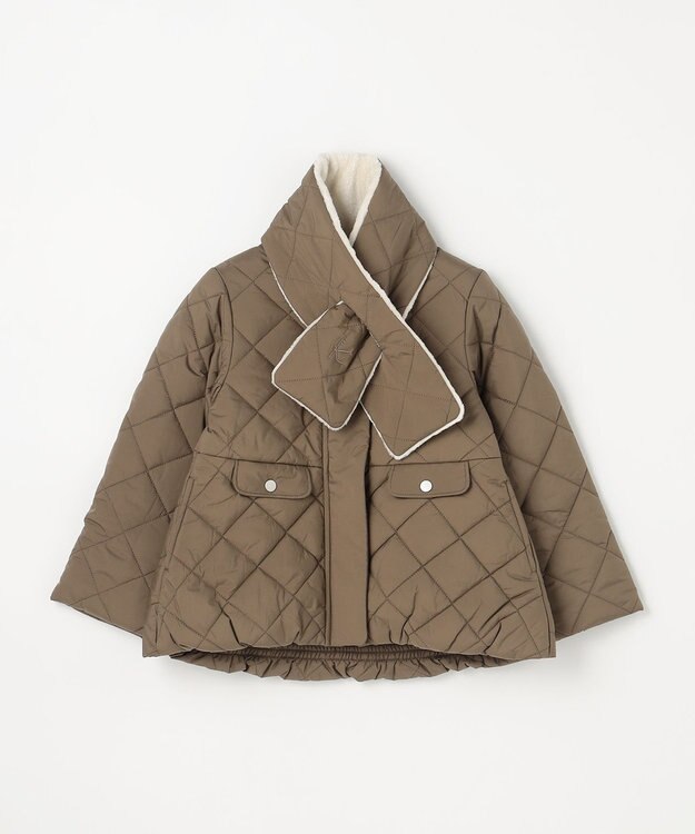 組曲 KIDS 【110-140㎝】マフラー付き中綿キルト アウター カーキ