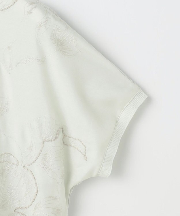 J.PRESS LADIES 【一枚で着映え】シアーエンブロイダリー カットソー ライトミント系