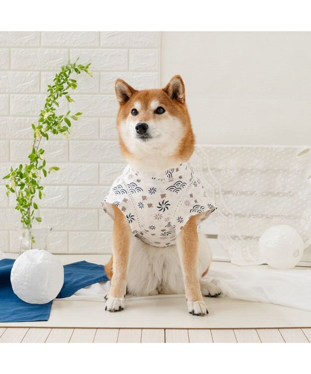 PET PARADISE ペットパラダイス 甚平 《ちどり柄》 中型犬 大型犬 ホワイト