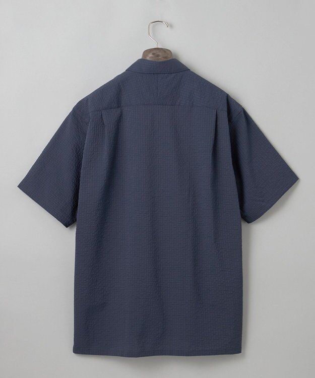 GOTAIRIKU リラックスシルエット【高通気性/吸水速乾】ドッツエアー クールマックスサッカーシャツ ネイビー系