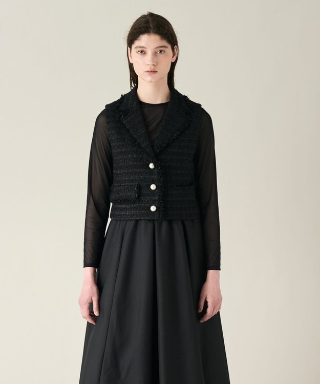 GRACE CONTINENTAL ツイードベスト ブラック