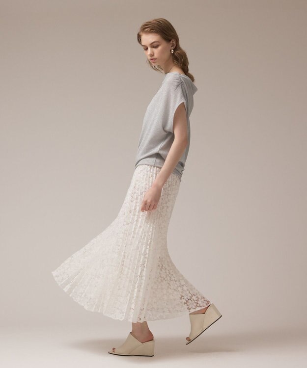 GRACE CONTINENTAL ラメドレープカットトップ シルバー