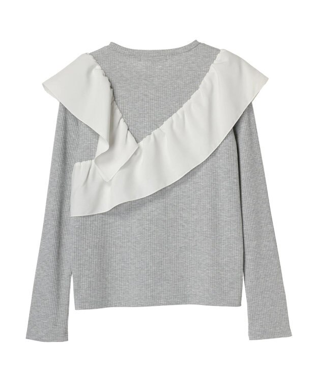 Green Parks ・ＳＵＧＡＲ　ＳＰＯＯＮ　アシンメトリーフリルロンＴＥＥ Gray Mixture