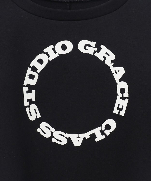 GRACE CONTINENTAL フロッキーロゴプリントトップ ブラック
