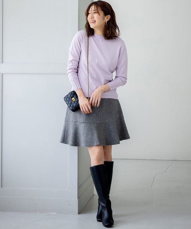 組曲 ネコアシツイードセミフレア スカート グレー系