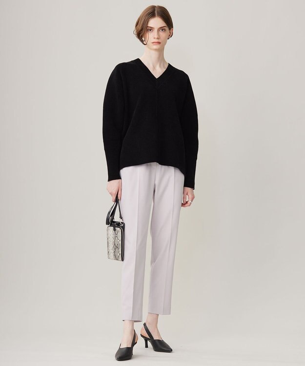 ICB 【洗える】コットンシェニール Vネックニット ブラック系