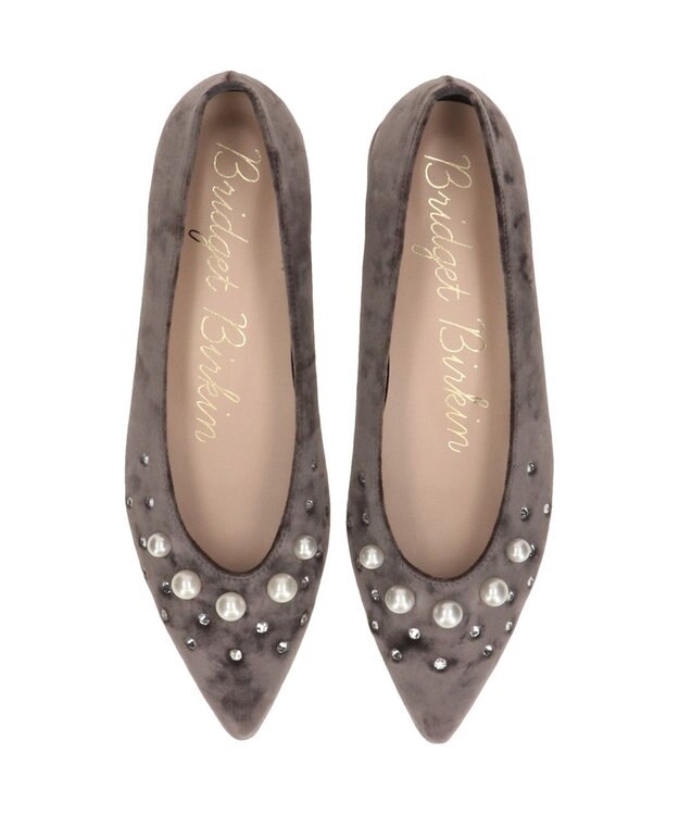 Bridget Birkin 【Bridget Birkin】パールストーンベロアパンプス グレー雑材