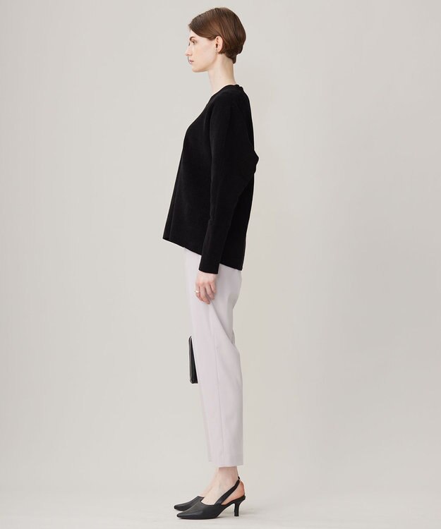 ICB 【洗える】コットンシェニール Vネックニット ブラック系