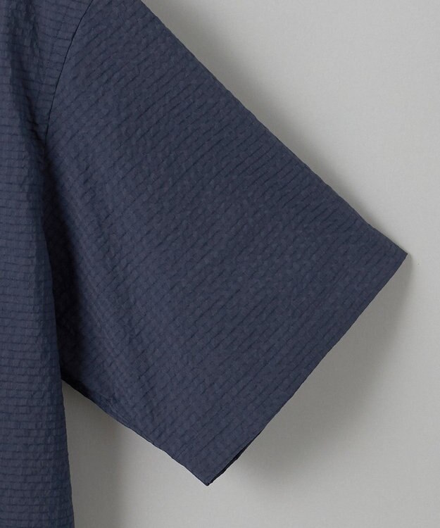 GOTAIRIKU リラックスシルエット【高通気性/吸水速乾】ドッツエアー クールマックスサッカーシャツ ネイビー系