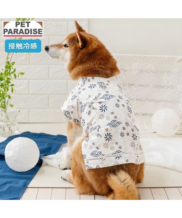 PET PARADISE ペットパラダイス 甚平 《ちどり柄》 中型犬 大型犬 ホワイト