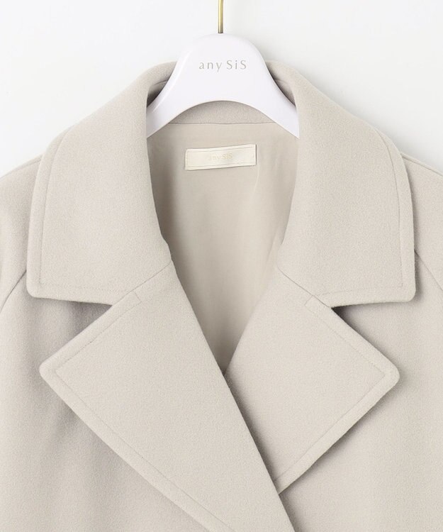 ANY SIS S 【セットアップ可】メルトンライク ピーコート アイボリーベージュ