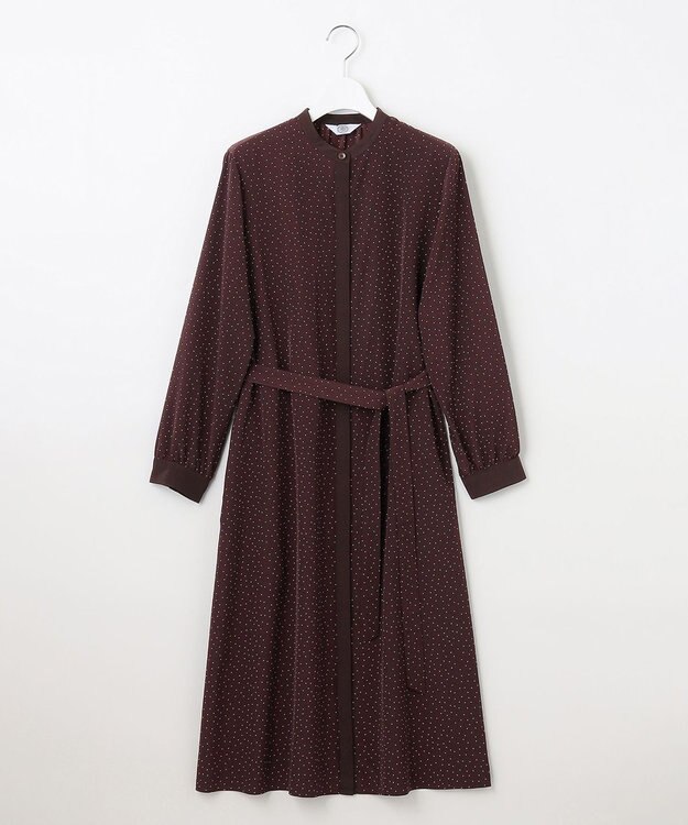 J.PRESS LADIES 【洗える】フェミニッシュパウダー dots ワンピース ワイン系5