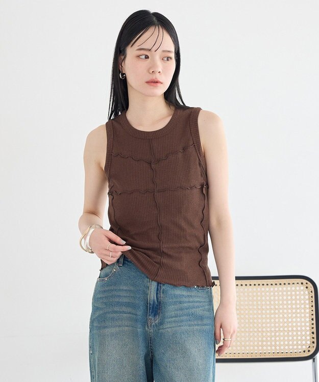 earth music&ecology SET2点メロータンク＋カーディガン Brown