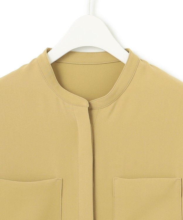 ICB L 【洗える】ライトダブルクロス クロップドシャツ クレイベージュ系