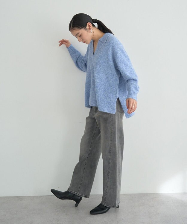 YECCA VECCA 襟付きVネックニット Blue